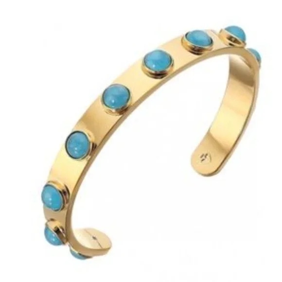 Kate spade tagalong cuff bracelet turquoise and gold - Picture 2 of 5